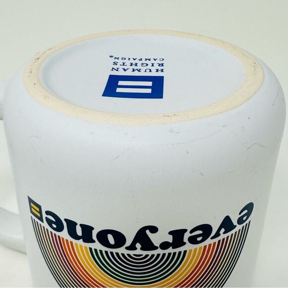 Human Rights Campaign Everyone Rainbow Coffee Mug White Blue Multi Logo - Picture 6 of 7